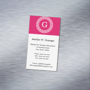 Carte De Visite Magnétique Framboise Wht Grille Grecque Cadre De Rand Premier