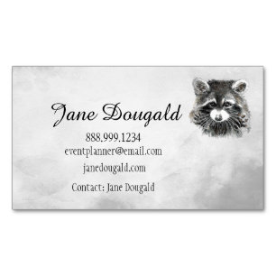 Carte De Visite Magnétique Fun Cute Aquarelle Raccoon Animal