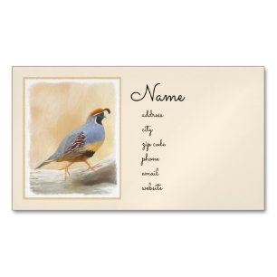 Carte De Visite Magnétique Gambrel's Quail Painting Original Bird Art