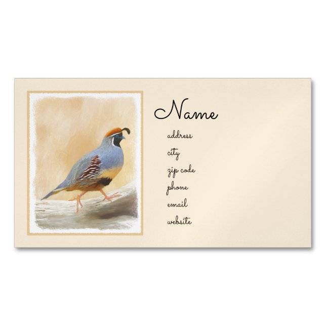 Carte De Visite Magnétique Gambrel's Quail Painting Original Bird Art (devant)