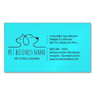 Carte De Visite Magnétique Garde d'animaux de compagnie bleu sarcelle logo de