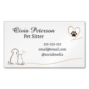 Carte De Visite Magnétique Garde d'animaux personnalisée avec un design de ch