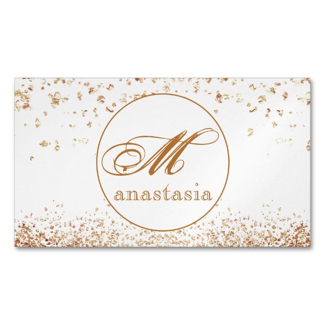 Carte De Visite Magnétique Girls Brownish Glittery Luxury Monogram Salon (devant)