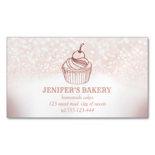 Carte De Visite Magnétique Glitterie boulangerie cupcakes et sucreries maison