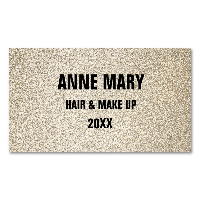 Carte De Visite Magnétique Glittery Gold Black Hair Make Up Modern Spa 2023 (devant)