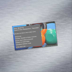 Carte De Visite Magnétique Gris Poids Salle de gym Personnel Trainer Centre d