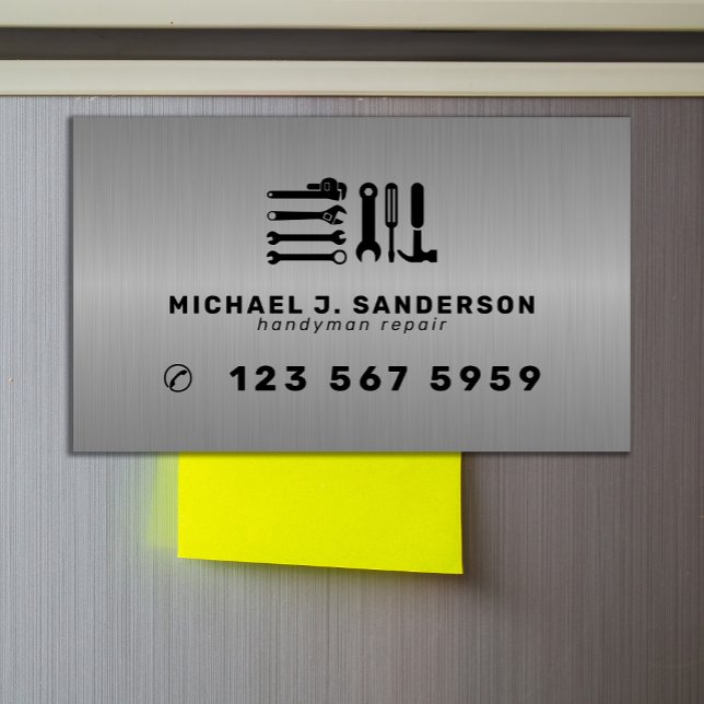 Carte De Visite Magnétique Handyman professional repair services metal (Créateur téléchargé)