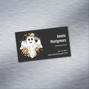 Carte De Visite Magnétique Happy Ghost Retro Hippie Vibe
