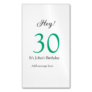 Carte De Visite Magnétique Hey c'est la 30e anniversaire vert noir lettre gra