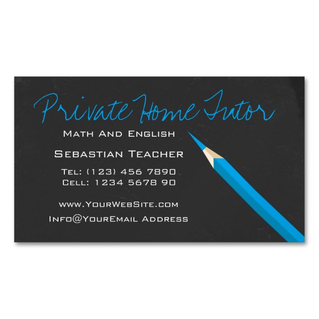 Carte De Visite Magnétique Home Tutor Teacher Pencil (devant)