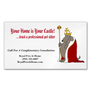 Carte De Visite Magnétique Hound Dog Royal Red Robes et Crown Pet Sitter