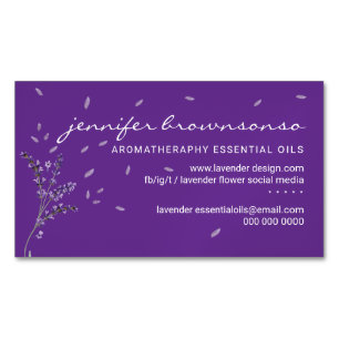 Carte De Visite Magnétique Huiles essentielles florales violettes Simple Élég