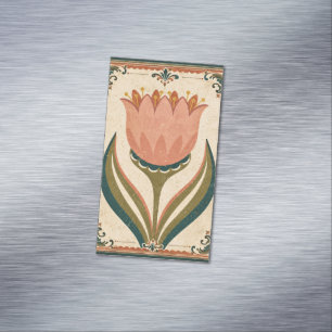 Carte De Visite Magnétique Illustration d'art populaire de tulipe antique de