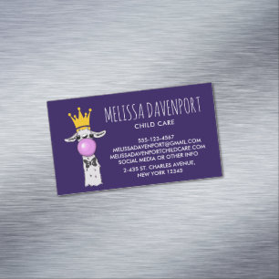 Carte De Visite Magnétique Illustration drôle de lama soufflant une bulle ros