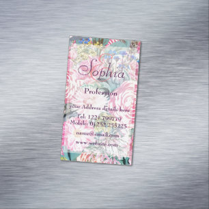 Carte De Visite Magnétique Illustration florale vintage d'aquarelle
