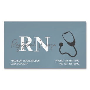 Carte De Visite Magnétique Infirmière inscrite Moderne Bleu Stethoscope Médic