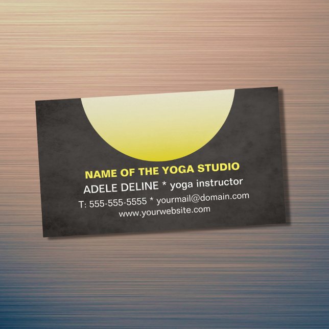 Carte De Visite Magnétique Instructeur de Yoga Jaune Noir Texture (Créateur téléchargé)