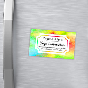 Carte De Visite Magnétique Instructrice de yoga élégante à l'aquarelle modern