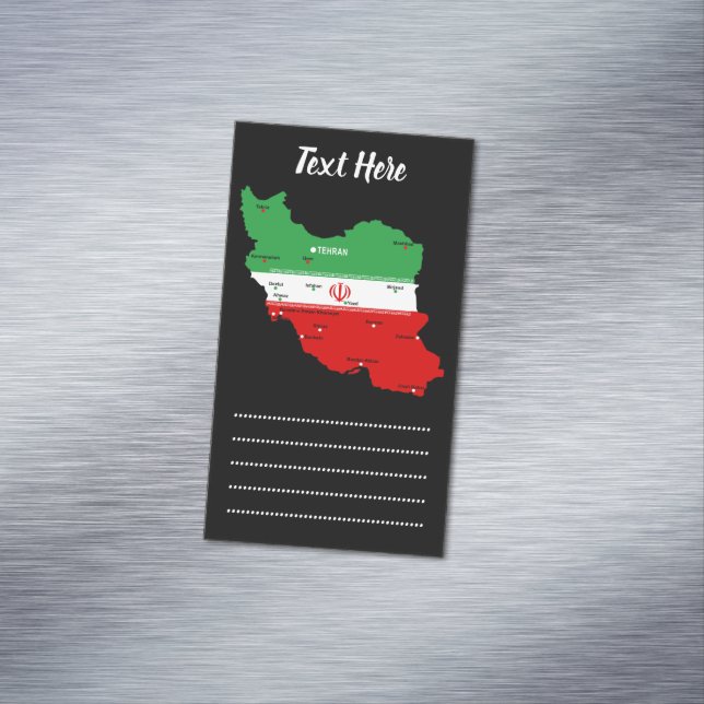 Carte De Visite Magnétique Iran Map with Flag and Emblem (In Situ)