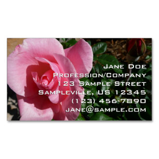 Carte De Visite Magnétique Jardin floral de rose rose et bourgeon