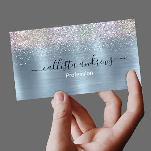 Carte De Visite Magnétique Joli faux éclat iridescent bleu glace