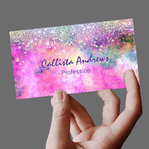 Carte De Visite Magnétique Joli faux scintillant argent iridescent