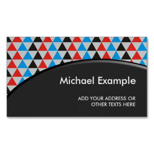 Carte De Visite Magnétique Joli motif triangle noir rouge bleu + votre texte
