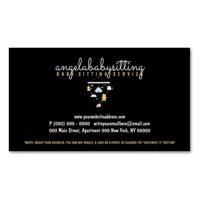 Carte De Visite Magnétique Jouets suspendus bébé Nuage éléphant canard (devant)