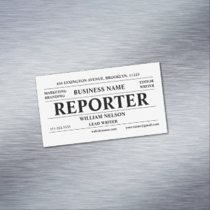 Carte De Visite Magnétique Journaliste Reporter