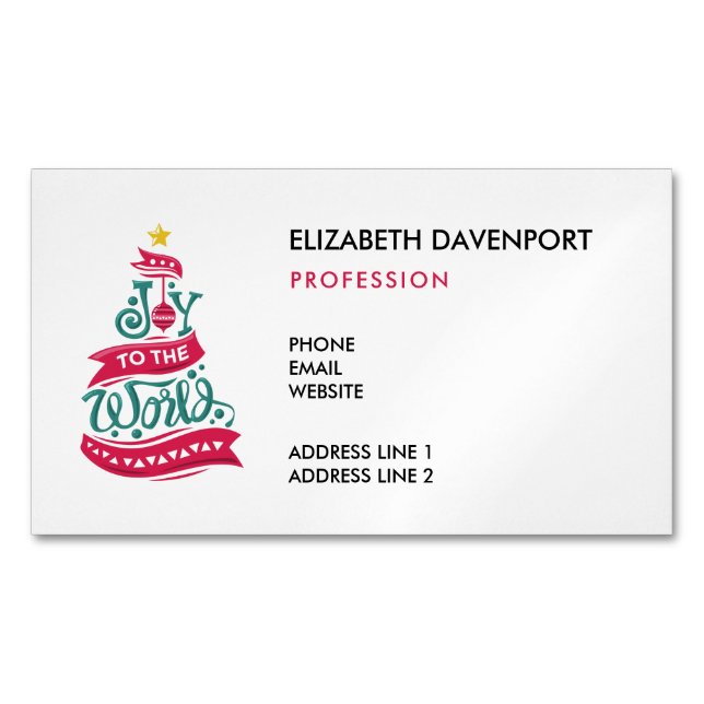 Carte De Visite Magnétique Joy to the World Christmas Citation Typographie (devant)