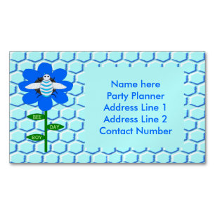 Carte De Visite Magnétique Joyeux Bee Day Boy Blue Birthday Bumblebee Custom