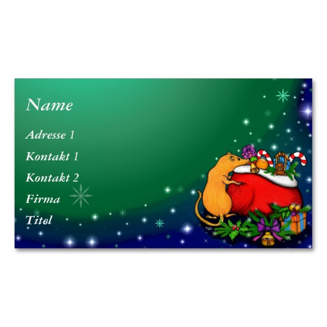 Carte De Visite Magnétique Joyeux Noël avec Rat Prince (devant)