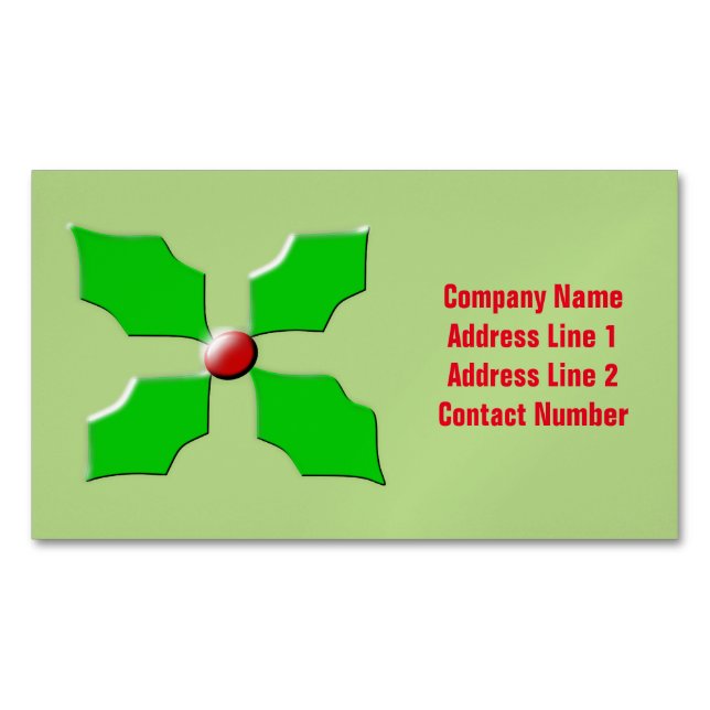 Carte De Visite Magnétique Joyeux Noël Holly Custom (devant)