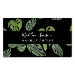 Carte De Visite Magnétique Jungle Verdure Aquarelle Monstera Salon Maquillage