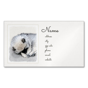 Carte De Visite Magnétique Keeshond Sleeping Puppy Peinture Chien Art origina