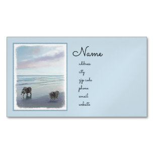 Carte De Visite Magnétique Keeshonds at the Seashore Peinture Dog Art