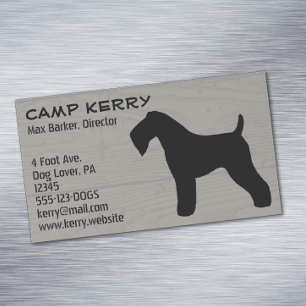 Carte De Visite Magnétique Kerry Blue Terrier Silhouette en bois Grain