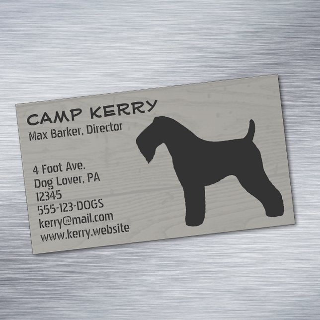 Carte De Visite Magnétique Kerry Blue Terrier Silhouette en bois Grain (Créateur téléchargé)