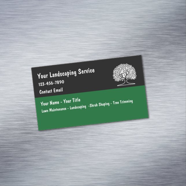 Carte De Visite Magnétique Landscaping And Lawn Service Simple (In Situ)
