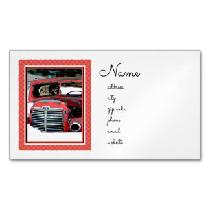 Carte De Visite Magnétique L'art du chien dans le vieux camion de Noël de Ke