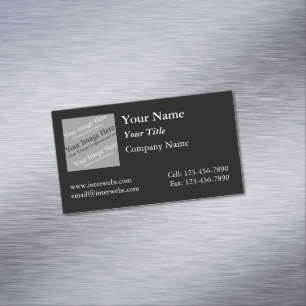 Carte De Visite Magnétique Logo carré personnalisé fond noir texte blanc