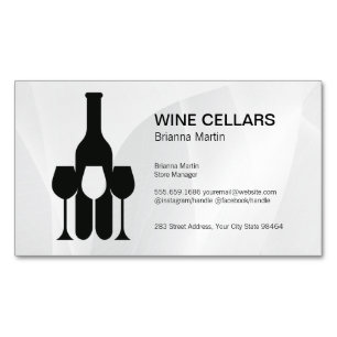 Carte De Visite Magnétique Logo de dégustation de vin Bouteille Verres
