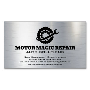 Carte De Visite Magnétique Logo de la clé de pneus   Atelier de réparation au