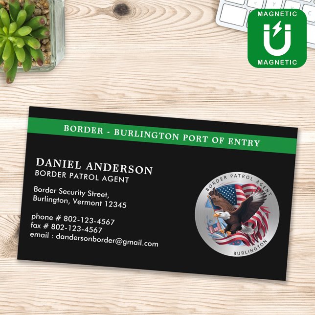 Carte De Visite Magnétique Logo de la patrouille frontalière de l'application (Créateur téléchargé)