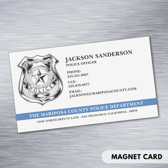 Carte De Visite Magnétique Logo de l'agent de police du département de l'appl (Police Officer Department Law Enforcement Logo Business Card Magnet)