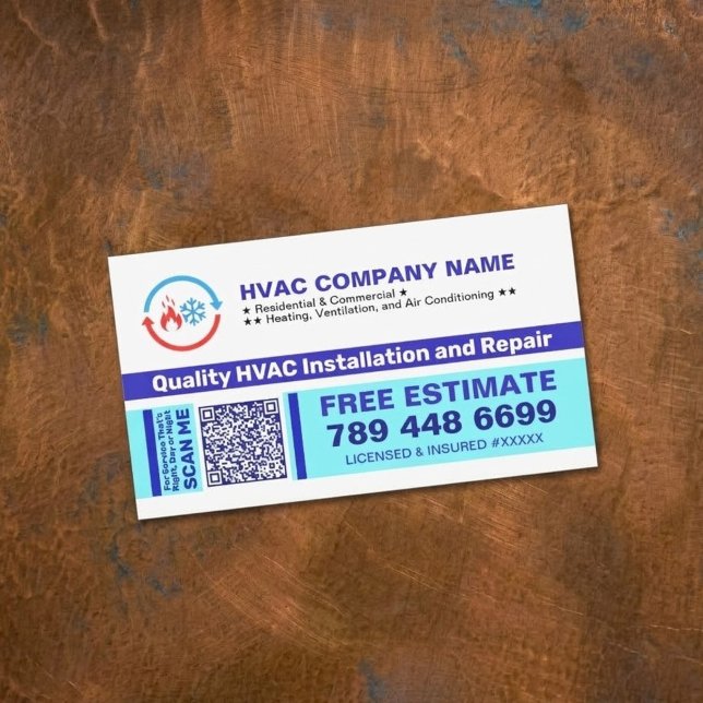 Carte De Visite Magnétique Logo de l'entreprise de CVC professionnelle & Code (HVAC advertising magnets with logo, furnace service reminder magnets)