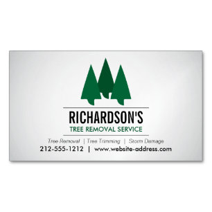 Carte De Visite Magnétique Logo de service Gras Arbre Vert/Gris