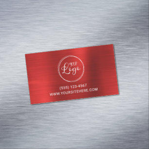 Carte De Visite Magnétique Logo d'entreprise Faux Bright Red Foil