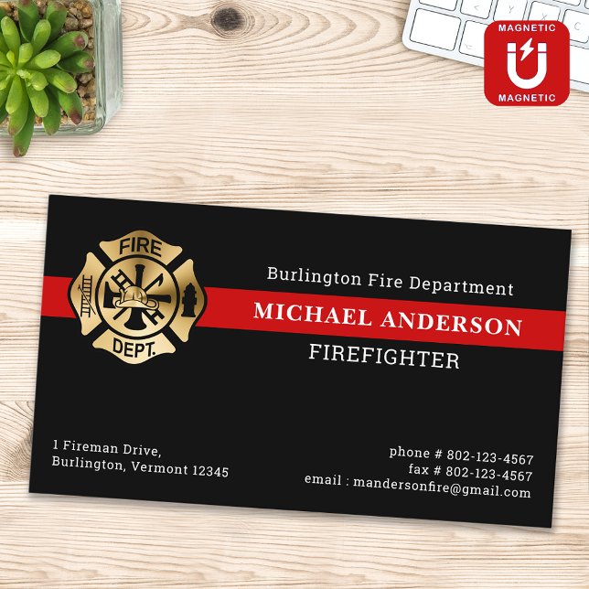 Carte De Visite Magnétique Logo du service d'incendie personnalisé simple Fir (Créateur téléchargé)