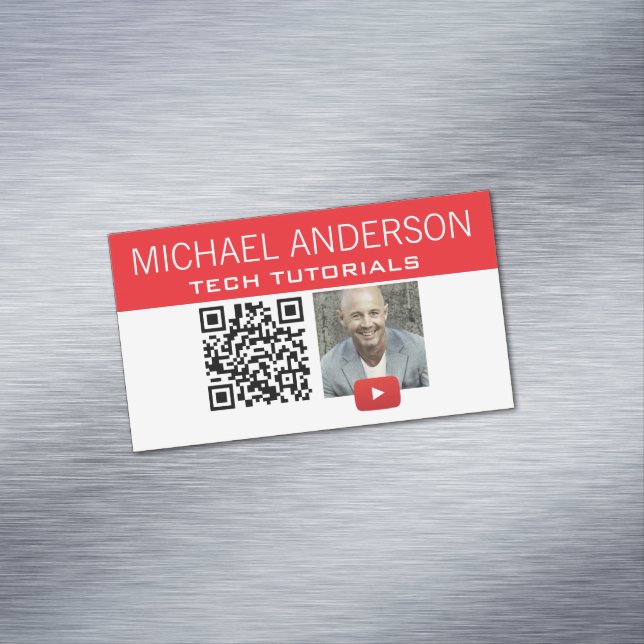 Carte De Visite Magnétique Logo et code QR de chaîne YouTube | YouTuber moder (In Situ)